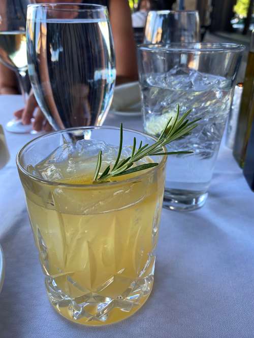 La Medicina cocktail: scotch, honey, ginger, lemon, Solerno blood orange liquor, Laphroaig float, rosemary